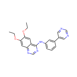 CCOc1cc2ncnc(Nc3cccc(-c4cncnc4)c3)c2cc1OCC ZINC000013490803