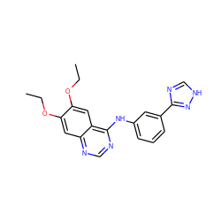 CCOc1cc2ncnc(Nc3cccc(-c4nc[nH]n4)c3)c2cc1OCC ZINC000013490802