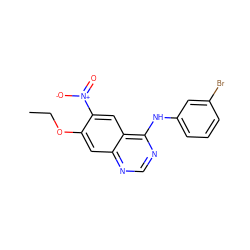 CCOc1cc2ncnc(Nc3cccc(Br)c3)c2cc1[N+](=O)[O-] ZINC000013528708