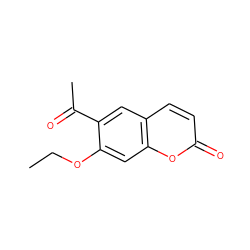 CCOc1cc2oc(=O)ccc2cc1C(C)=O ZINC000064550061