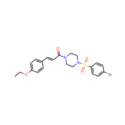 CCOc1ccc(/C=C/C(=O)N2CCN(S(=O)(=O)c3ccc(Br)cc3)CC2)cc1 ZINC000015927973