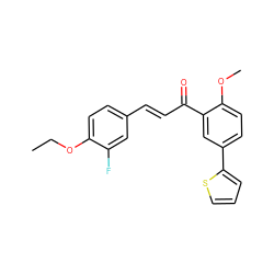 CCOc1ccc(/C=C/C(=O)c2cc(-c3cccs3)ccc2OC)cc1F ZINC000029327404