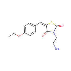 CCOc1ccc(/C=C2/SC(=O)N(CCN)C2=O)cc1 ZINC000002349480