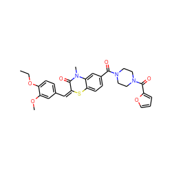 CCOc1ccc(/C=C2/Sc3ccc(C(=O)N4CCN(C(=O)c5ccco5)CC4)cc3N(C)C2=O)cc1OC ZINC000003062314