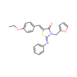 CCOc1ccc(/C=C2\S/C(=N\c3ccccc3)N(Cc3ccco3)C2=O)cc1 ZINC001772574350