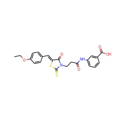 CCOc1ccc(/C=C2\SC(=S)N(CCC(=O)Nc3cccc(C(=O)O)c3)C2=O)cc1 ZINC000013424544