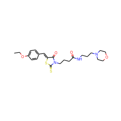 CCOc1ccc(/C=C2\SC(=S)N(CCCC(=O)NCCCN3CCOCC3)C2=O)cc1 ZINC000013424549