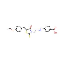 CCOc1ccc(/C=C2\SC(=S)N(CCNCc3ccc(C(=O)O)cc3)C2=O)cc1 ZINC000473179368