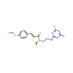 CCOc1ccc(/C=C2\SC(=S)N(CCNc3nc(C)nc(Cl)n3)C2=O)cc1 ZINC000473179224