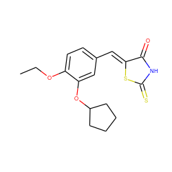 CCOc1ccc(/C=C2\SC(=S)NC2=O)cc1OC1CCCC1 ZINC000029126275