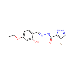 CCOc1ccc(/C=N/NC(=O)c2[nH]ncc2Br)c(O)c1 ZINC000009704017