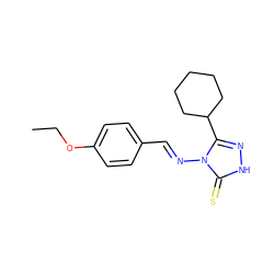 CCOc1ccc(/C=N/n2c(C3CCCCC3)n[nH]c2=S)cc1 ZINC000005906383