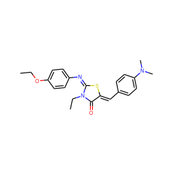 CCOc1ccc(/N=C2/S/C(=C\c3ccc(N(C)C)cc3)C(=O)N2CC)cc1 ZINC000100259655