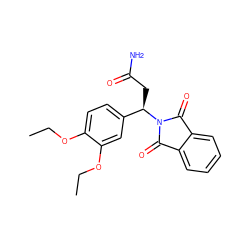 CCOc1ccc([C@@H](CC(N)=O)N2C(=O)c3ccccc3C2=O)cc1OCC ZINC000013757395