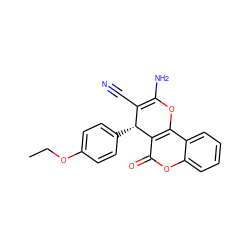 CCOc1ccc([C@@H]2C(C#N)=C(N)Oc3c2c(=O)oc2ccccc32)cc1 ZINC000001070186