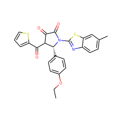 CCOc1ccc([C@@H]2C(C(=O)c3cccs3)C(=O)C(=O)N2c2nc3ccc(C)cc3s2)cc1 ZINC000008899916