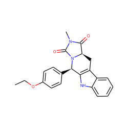 CCOc1ccc([C@@H]2c3[nH]c4ccccc4c3C[C@@H]3C(=O)N(C)C(=O)N32)cc1 ZINC000040860618