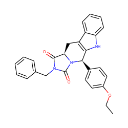 CCOc1ccc([C@@H]2c3[nH]c4ccccc4c3C[C@@H]3C(=O)N(Cc4ccccc4)C(=O)N32)cc1 ZINC000040379429