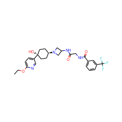 CCOc1ccc([C@]2(O)CC[C@H](N3CC(NC(=O)CNC(=O)c4cccc(C(F)(F)F)c4)C3)CC2)cn1 ZINC000101588140