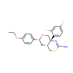 CCOc1ccc([C@H]2C[C@H]3CSC(N)=N[C@@]3(c3ccc(F)cc3F)CO2)cc1 ZINC000221117188