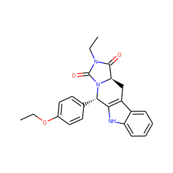 CCOc1ccc([C@H]2c3[nH]c4ccccc4c3C[C@@H]3C(=O)N(CC)C(=O)N23)cc1 ZINC000040848922