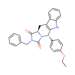 CCOc1ccc([C@H]2c3[nH]c4ccccc4c3C[C@@H]3C(=O)N(Cc4ccccc4)C(=O)N23)cc1 ZINC000040393289