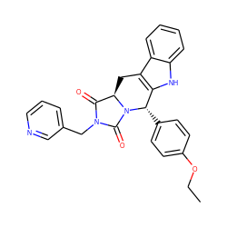 CCOc1ccc([C@H]2c3[nH]c4ccccc4c3C[C@@H]3C(=O)N(Cc4cccnc4)C(=O)N23)cc1 ZINC000040860058