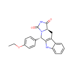 CCOc1ccc([C@H]2c3[nH]c4ccccc4c3C[C@@H]3C(=O)NC(=O)N23)cc1 ZINC000040380517