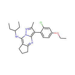 CCOc1ccc(-c2c(C)nn3c(NC(CC)CC)c4c(nc23)CCC4)c(Cl)c1 ZINC000072113554