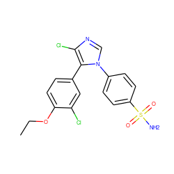 CCOc1ccc(-c2c(Cl)ncn2-c2ccc(S(N)(=O)=O)cc2)cc1Cl ZINC000000603025