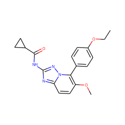 CCOc1ccc(-c2c(OC)ccc3nc(NC(=O)C4CC4)nn23)cc1 ZINC000299822917