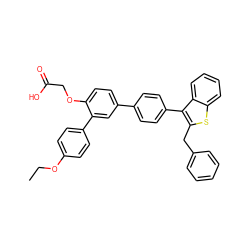 CCOc1ccc(-c2cc(-c3ccc(-c4c(Cc5ccccc5)sc5ccccc45)cc3)ccc2OCC(=O)O)cc1 ZINC000028758329