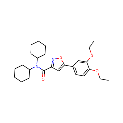 CCOc1ccc(-c2cc(C(=O)N(C3CCCCC3)C3CCCCC3)no2)cc1OCC ZINC000103283876