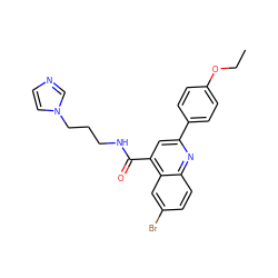 CCOc1ccc(-c2cc(C(=O)NCCCn3ccnc3)c3cc(Br)ccc3n2)cc1 ZINC000015919280