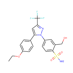 CCOc1ccc(-c2cc(C(F)(F)F)nn2-c2ccc(S(N)(=O)=O)c(CO)c2)cc1 ZINC000013589008