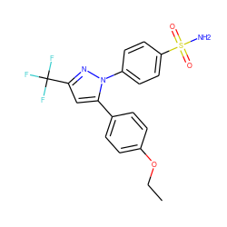 CCOc1ccc(-c2cc(C(F)(F)F)nn2-c2ccc(S(N)(=O)=O)cc2)cc1 ZINC000003814703