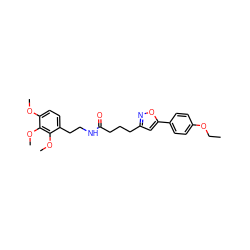 CCOc1ccc(-c2cc(CCCC(=O)NCCc3ccc(OC)c(OC)c3OC)no2)cc1 ZINC000004034704