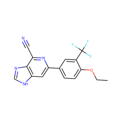 CCOc1ccc(-c2cc3[nH]cnc3c(C#N)n2)cc1C(F)(F)F ZINC000043153883