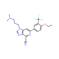 CCOc1ccc(-c2cc3c(ncn3CCCN(C)C)c(C#N)n2)cc1C(F)(F)F ZINC000043153893