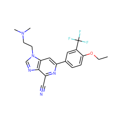 CCOc1ccc(-c2cc3c(ncn3CCN(C)C)c(C#N)n2)cc1C(F)(F)F ZINC000043153891