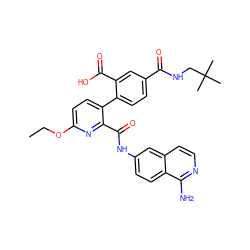 CCOc1ccc(-c2ccc(C(=O)NCC(C)(C)C)cc2C(=O)O)c(C(=O)Nc2ccc3c(N)nccc3c2)n1 ZINC000096283227