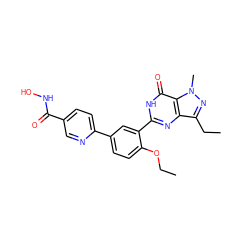 CCOc1ccc(-c2ccc(C(=O)NO)cn2)cc1-c1nc2c(CC)nn(C)c2c(=O)[nH]1 ZINC001772619135