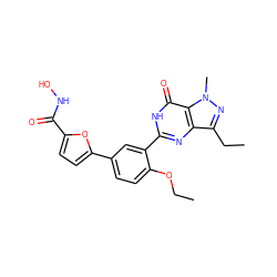 CCOc1ccc(-c2ccc(C(=O)NO)o2)cc1-c1nc2c(CC)nn(C)c2c(=O)[nH]1 ZINC001772586831