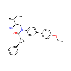 CCOc1ccc(-c2ccc(N(C[C@@H](N)[C@@H](C)CC)C(=O)[C@@H]3C[C@H]3c3ccccc3)cc2)cc1 ZINC000299863057