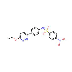 CCOc1ccc(-c2ccc(NS(=O)(=O)c3ccc([N+](=O)[O-])cc3)cc2)nn1 ZINC000005204328