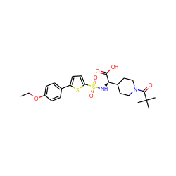 CCOc1ccc(-c2ccc(S(=O)(=O)N[C@@H](C(=O)O)C3CCN(C(=O)C(C)(C)C)CC3)s2)cc1 ZINC000040430011