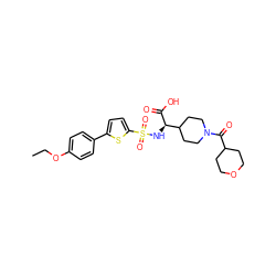 CCOc1ccc(-c2ccc(S(=O)(=O)N[C@@H](C(=O)O)C3CCN(C(=O)C4CCOCC4)CC3)s2)cc1 ZINC000049878729