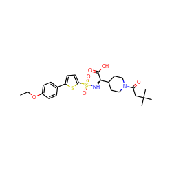 CCOc1ccc(-c2ccc(S(=O)(=O)N[C@@H](C(=O)O)C3CCN(C(=O)CC(C)(C)C)CC3)s2)cc1 ZINC000045505831