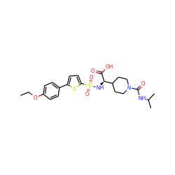 CCOc1ccc(-c2ccc(S(=O)(=O)N[C@@H](C(=O)O)C3CCN(C(=O)NC(C)C)CC3)s2)cc1 ZINC000040875149