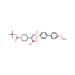 CCOc1ccc(-c2ccc(S(=O)(=O)N[C@@H](C(=O)O)C3CCN(C(=O)OC(C)(C)C)CC3)cc2)cc1 ZINC000040875559